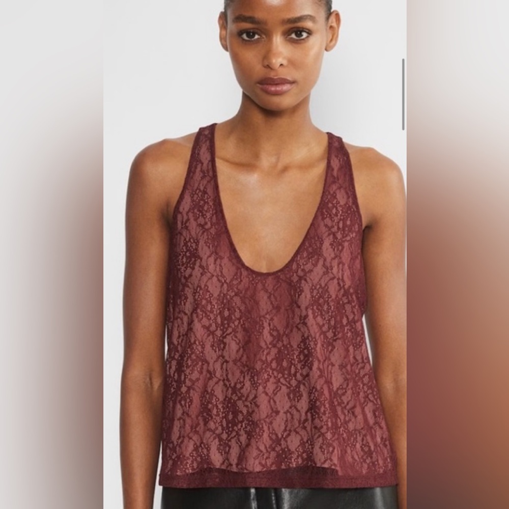 Aritzia Ten Maroon Lace Tank Top